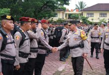 Kapolda Sultra Pimpin Apel Pergeseran Pasukan BKO Pengamanan TPS