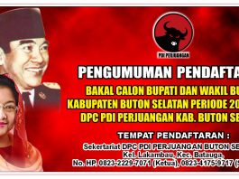PDIP Busel Mulai Buka Penjaringan Calon Bupati dan Wakil Bupati Template pengumuman Pendaftaran Calon Bupati dan Wakil Bupati Busel. (Istimewa)