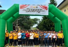 Semarak HUT Bhayangkara ke-78, Polda Sultra Gelar Olahraga Bersama Forkopimda